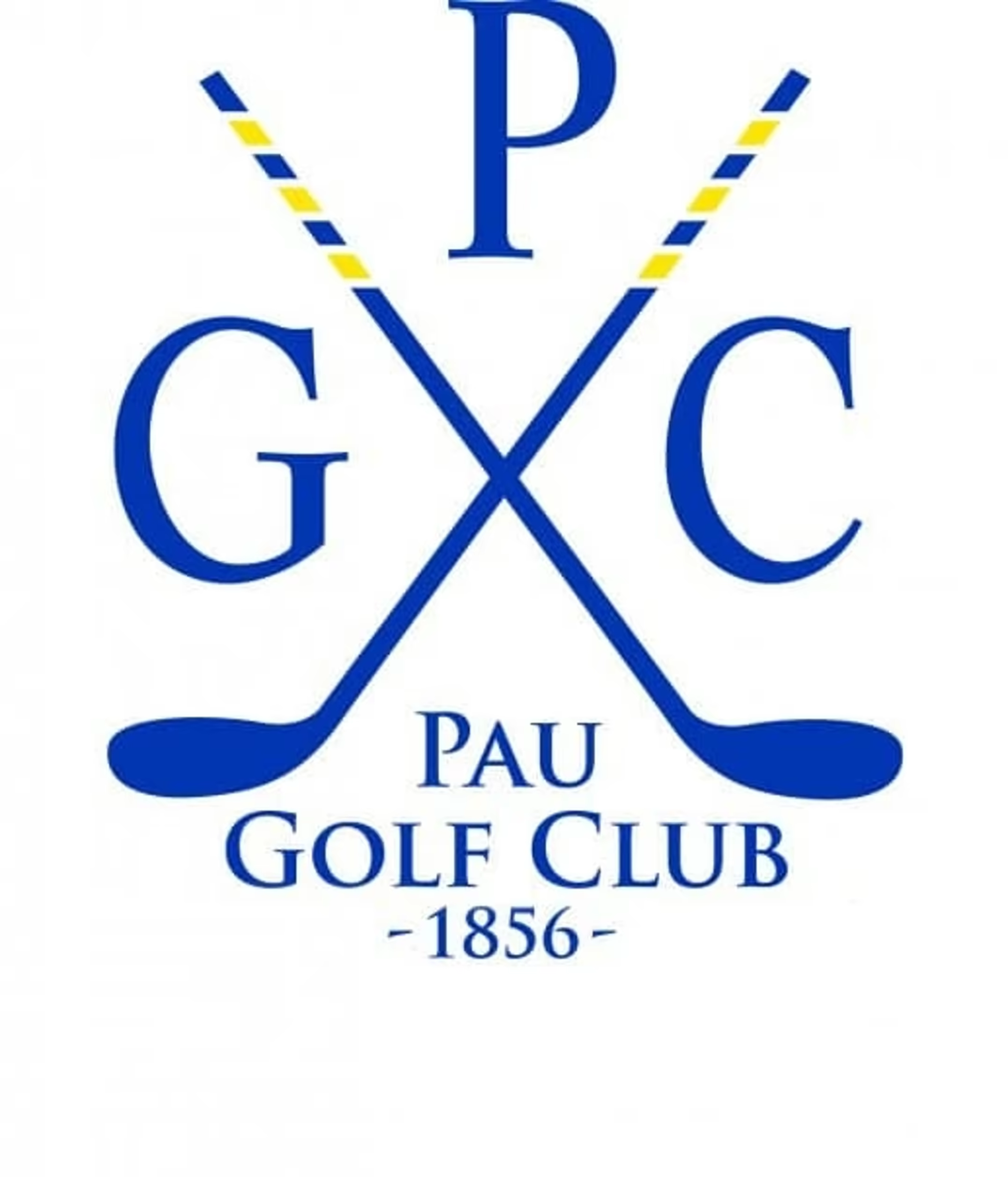 Logo of pau golf club 1856 golf glub, representing the prestigious golf course in nouvelle aquitaine,france.